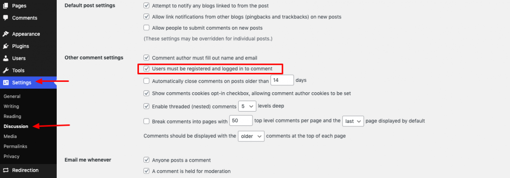 Only allow logged-in users to comment to stop spam comments 