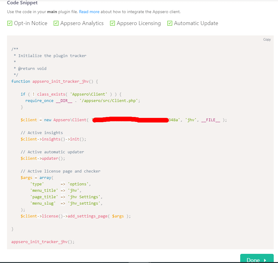 Code snippet