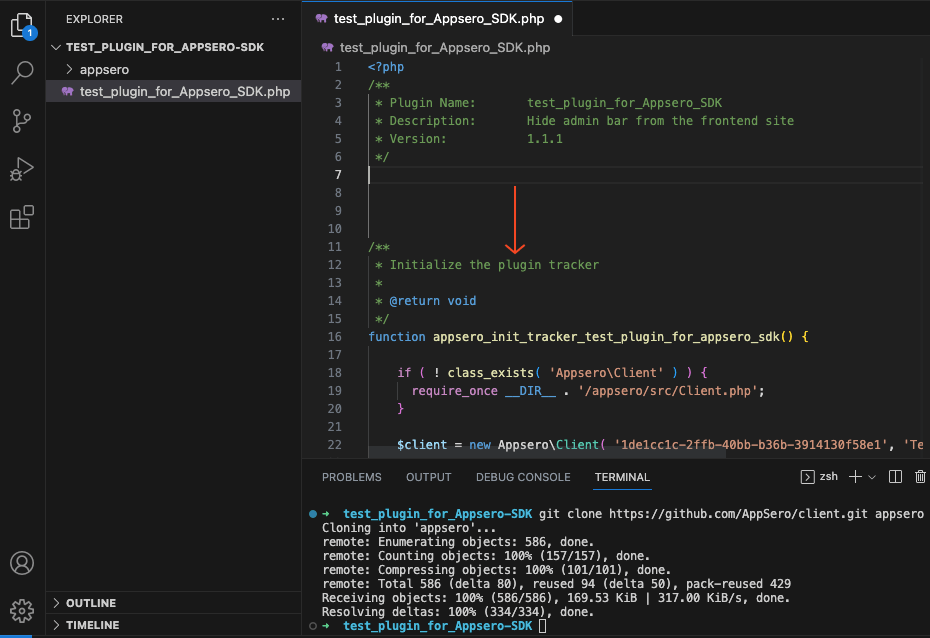 Paste the customized code