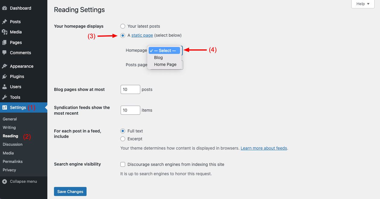 How to Set Homepage in WordPress