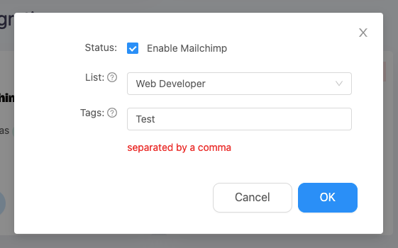 Set Up Mailchimp Tag Feature