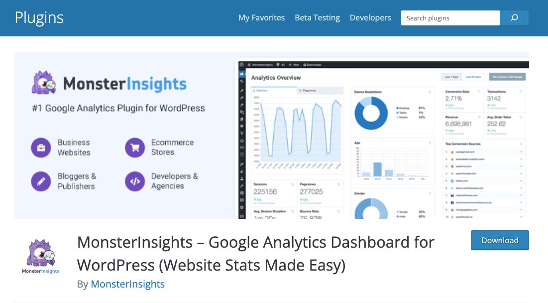 MonsterInsights – Google Analytics Dashboard for WordPress 