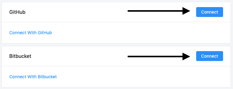 connect to github or bitbucket