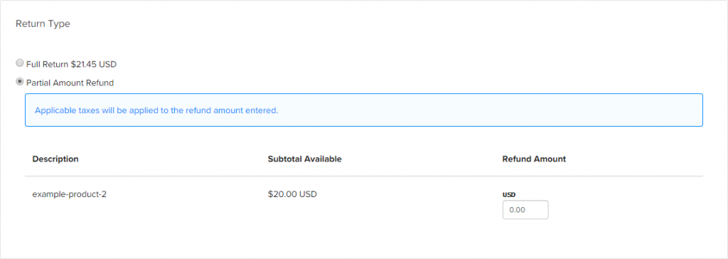 Payments and Returns section