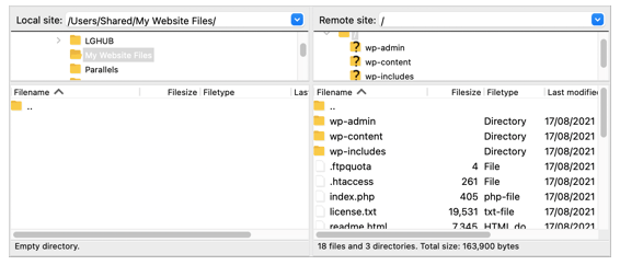 Overview After Connecting to Your Website