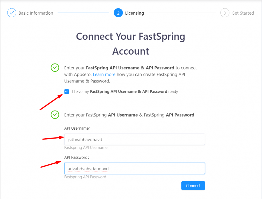 Username and password