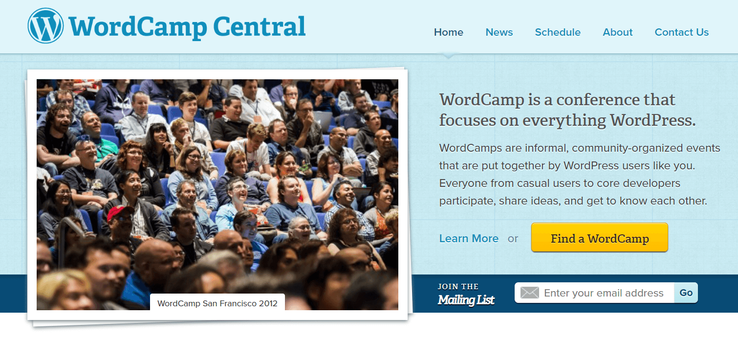 WordCamp central homepage